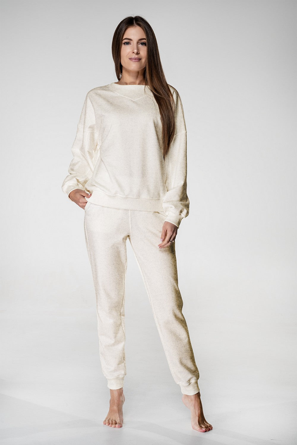 Хлопковый комплект с брюками 1118 milk melange