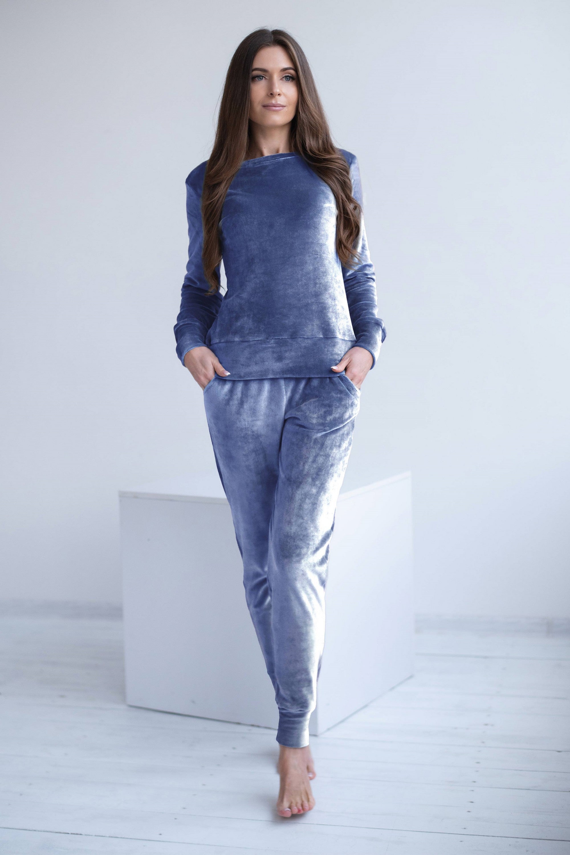 Велюровый комплект для дома 910 light jeans