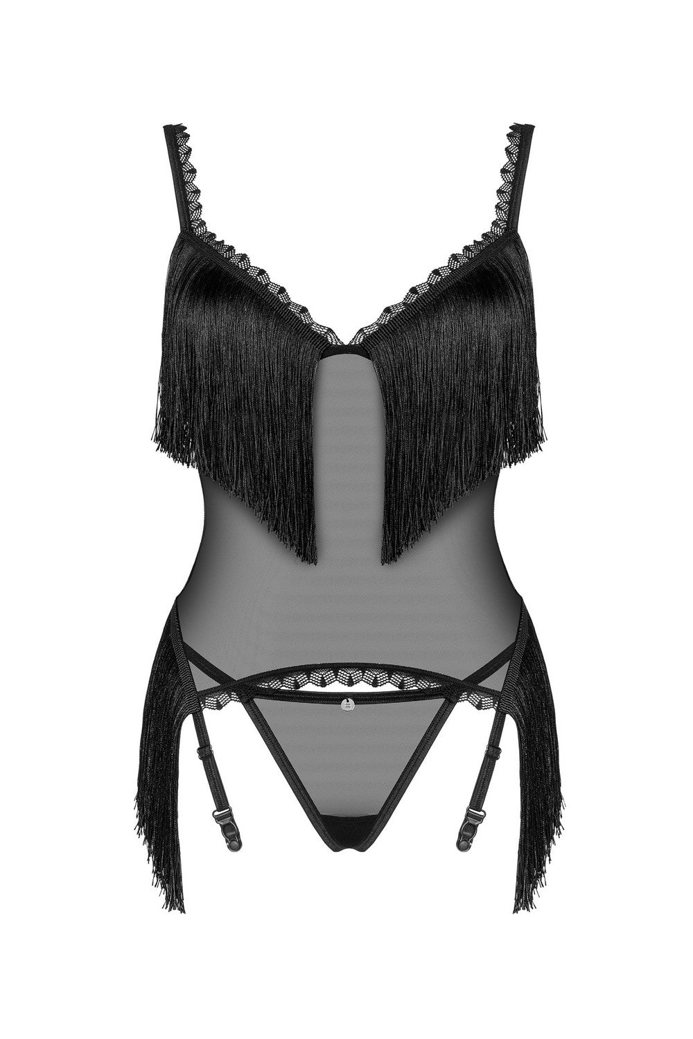 Полупрозрачный корсет с бахрамой Sherila black