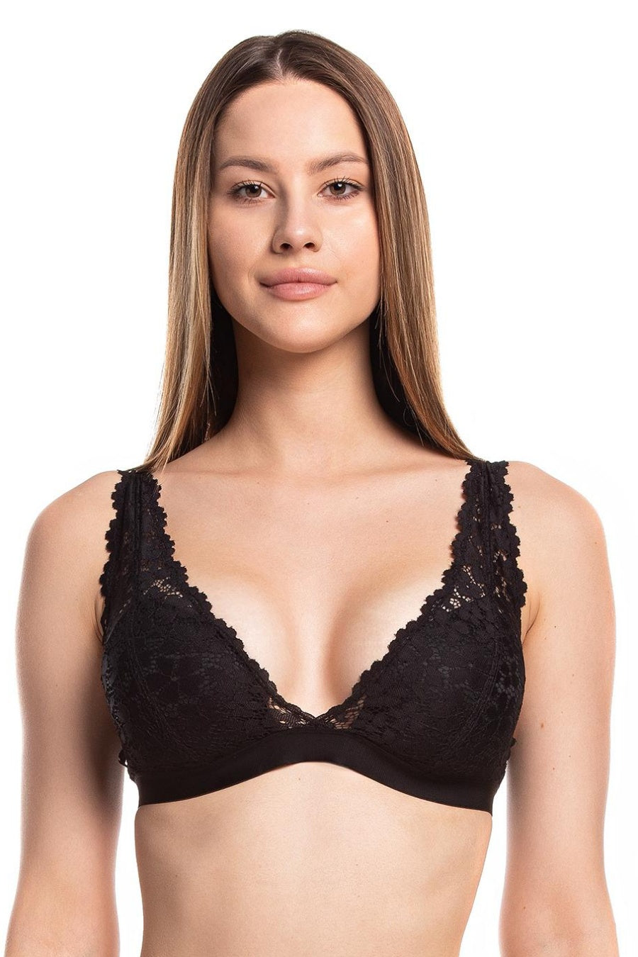 Кружевной бралет без косточек POL5023BR-02 black