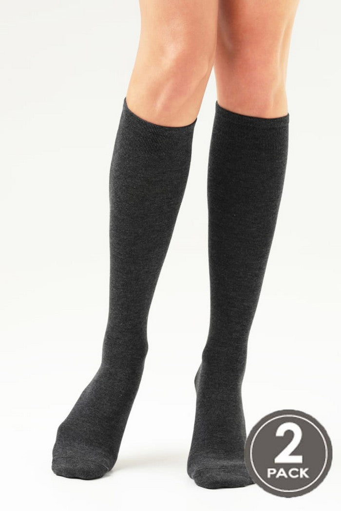 Хлопковые гольфы Knee high 108 120d (2 пары) black