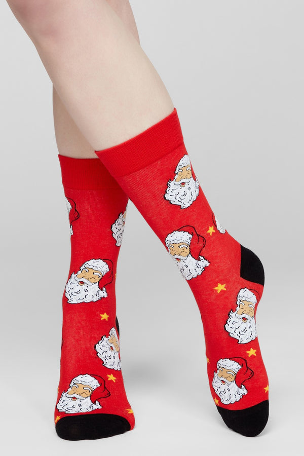 Хлопковые носки с новогодним принтом Santa U03