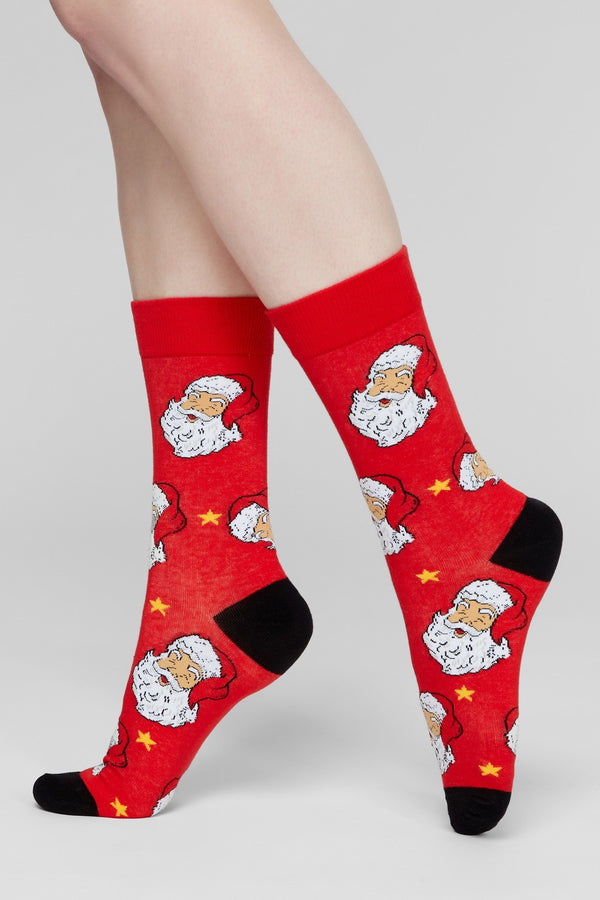 Хлопковые носки с новогодним принтом Santa U03