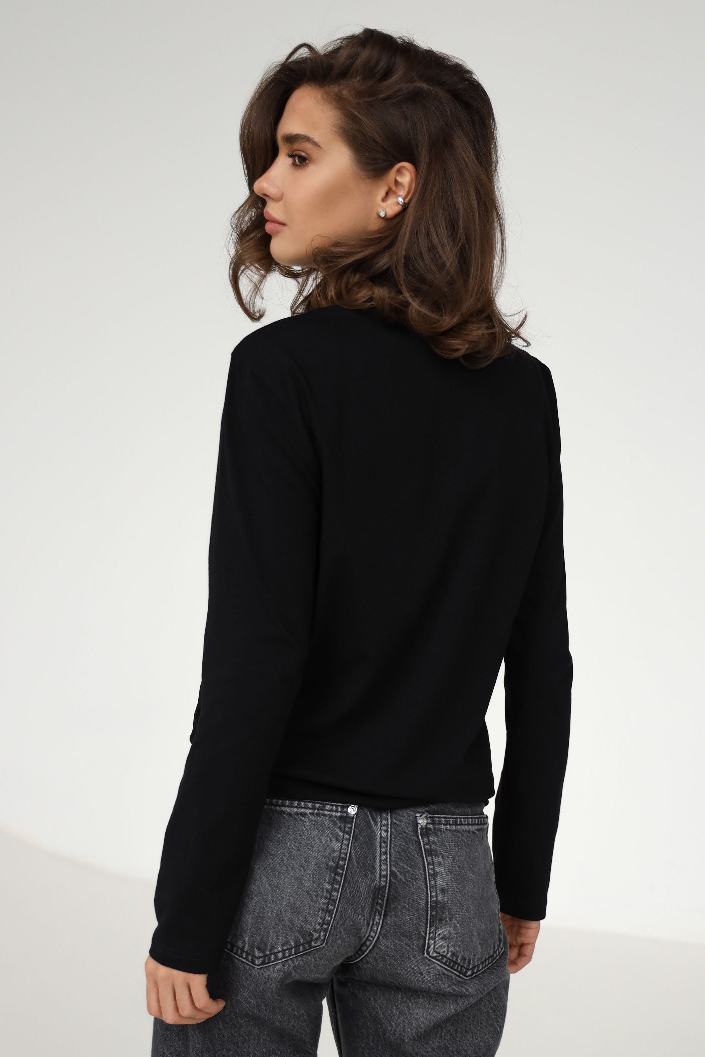 Хлопковый лонгслив 23118 black