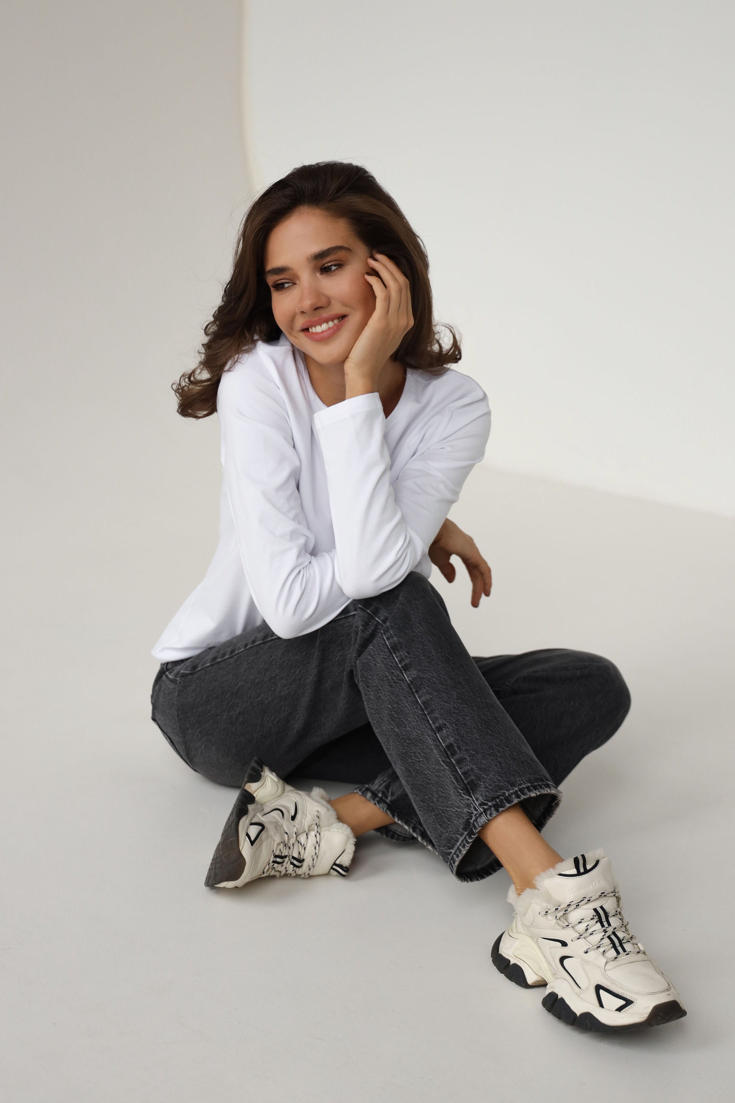 Хлопковый лонгслив 23133 white