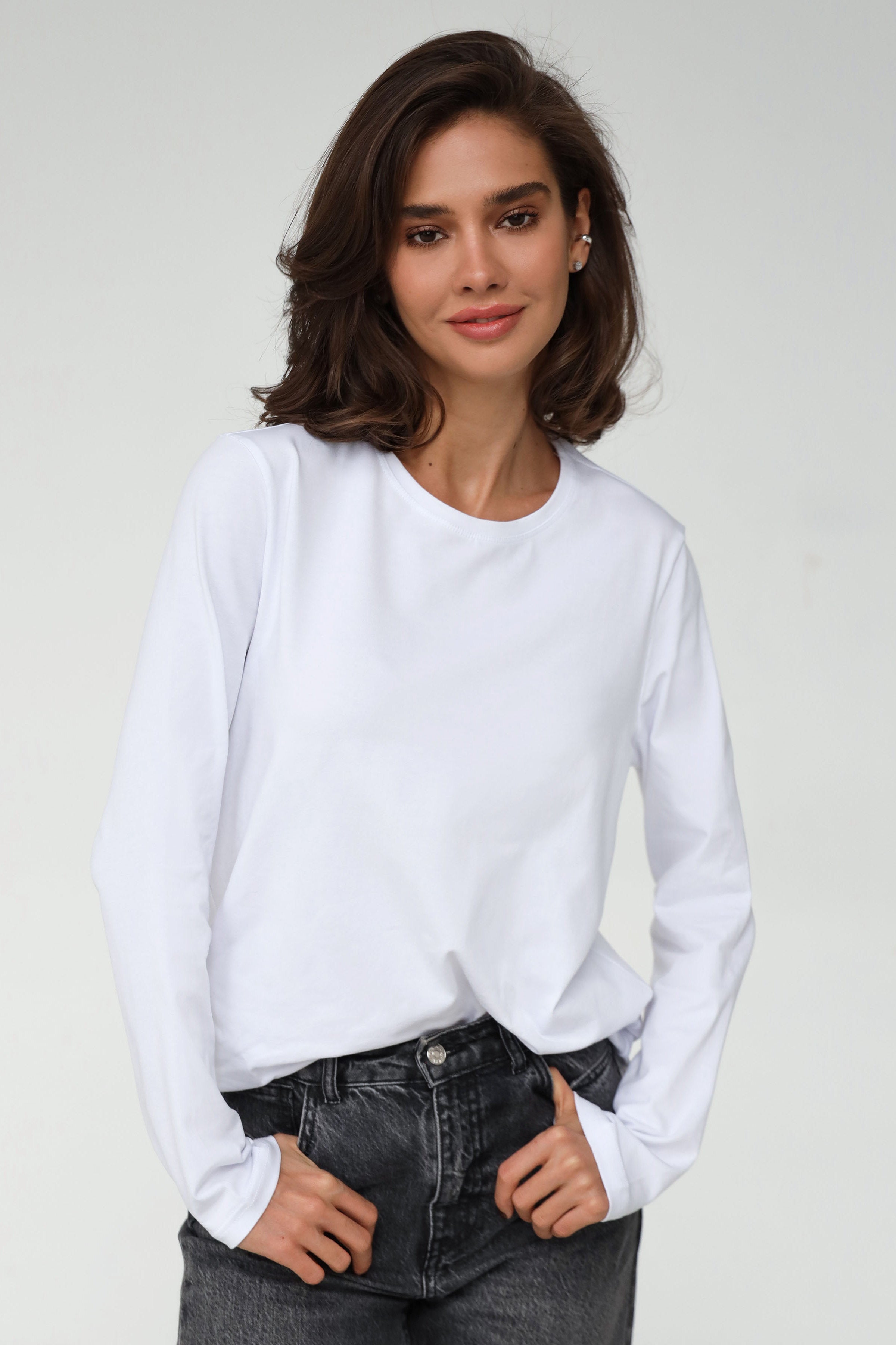 Хлопковый лонгслив 23133 white