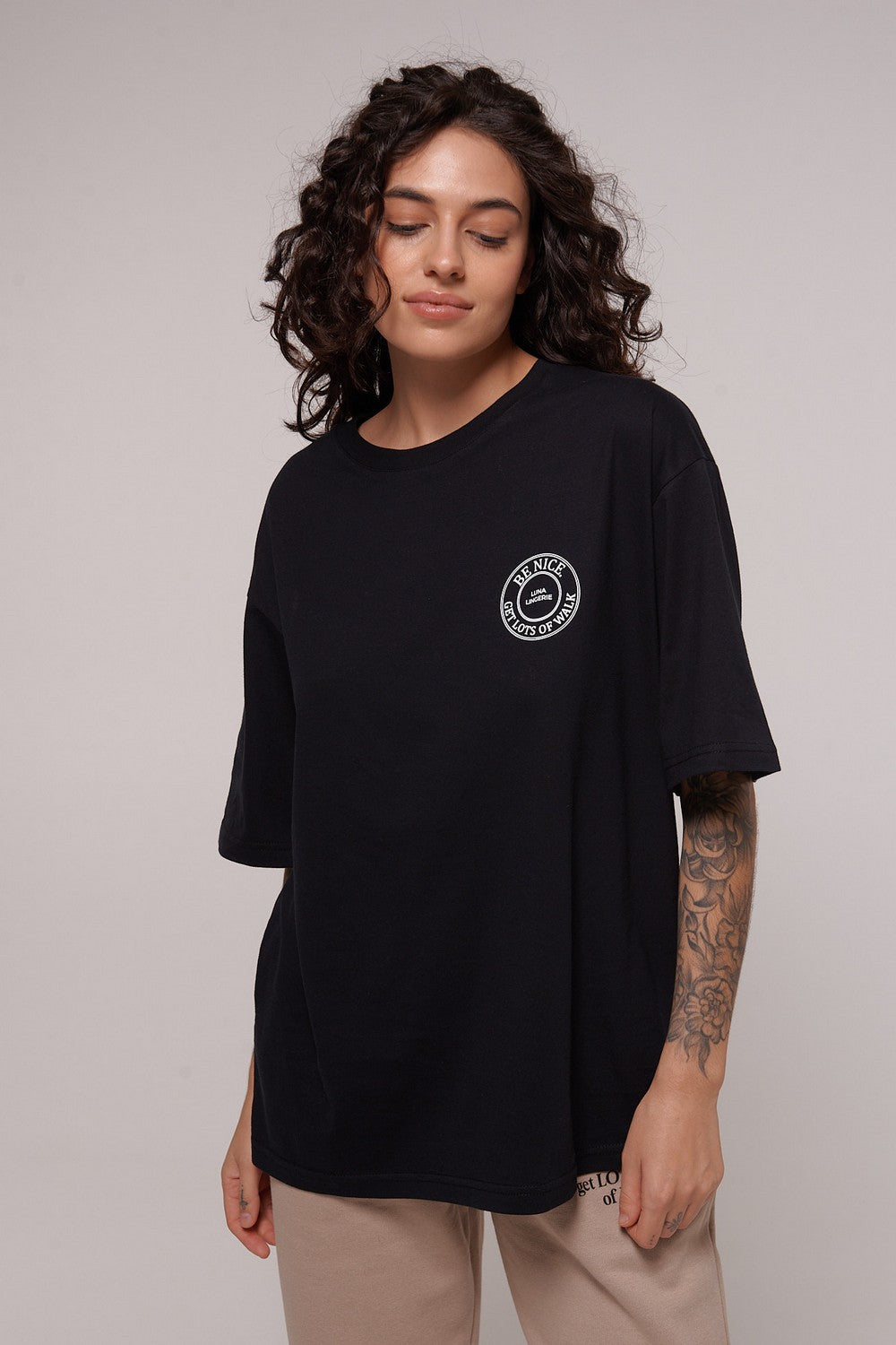 Хлопковая футболка с принтом L020 black