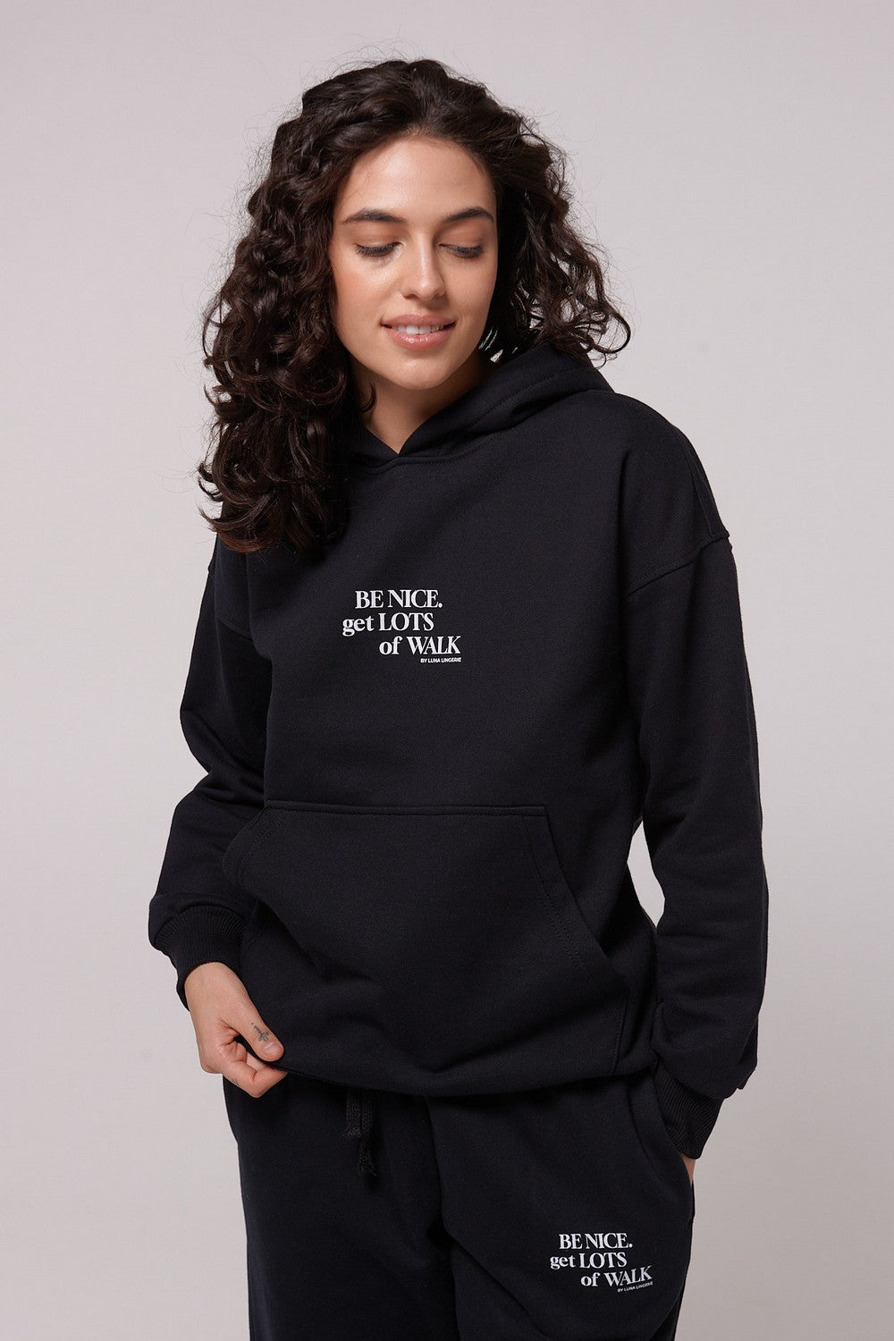 Трикотажное худи на флисе LC002h black