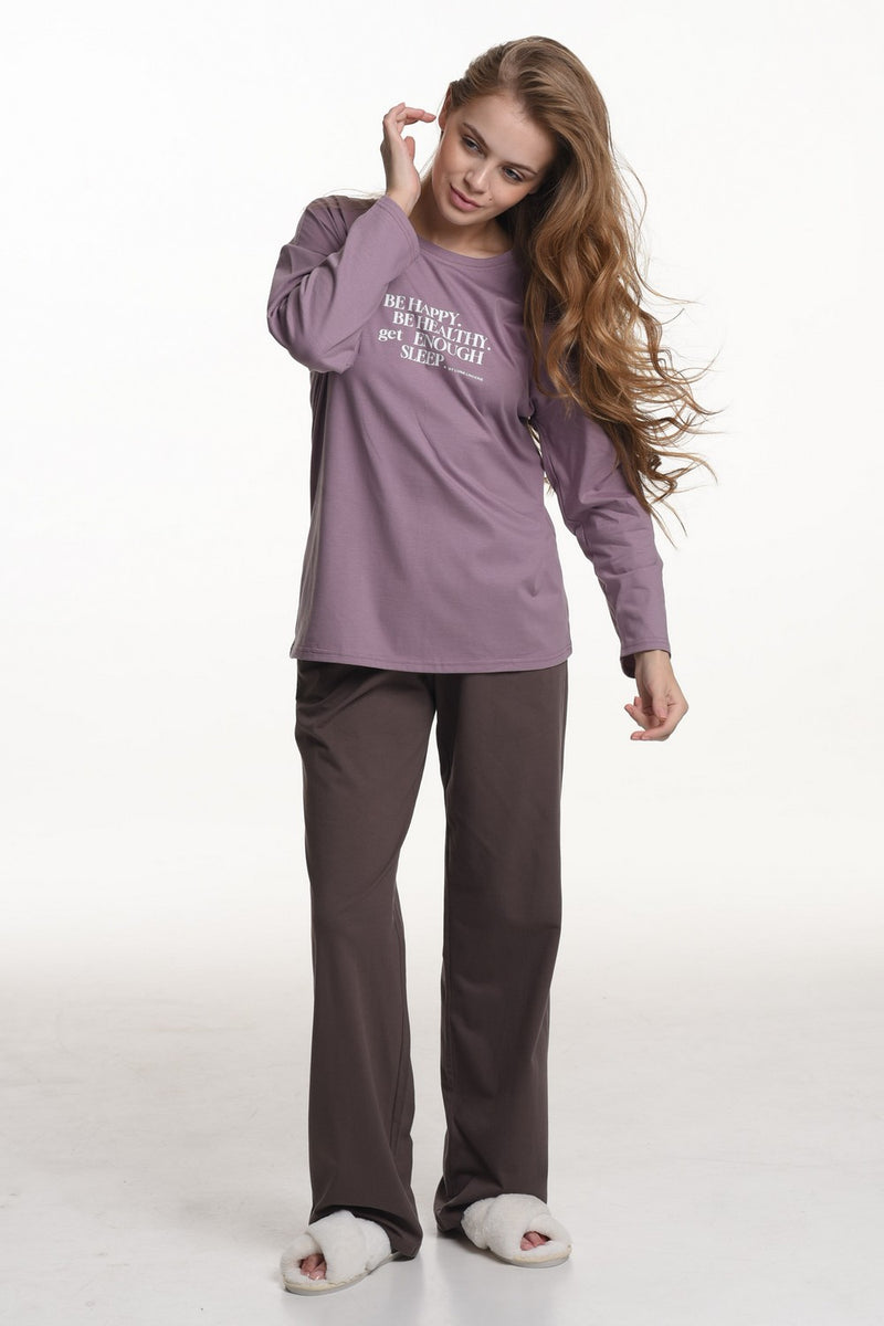 Хлопковая пижама с надписью LP-009 purple coffee
