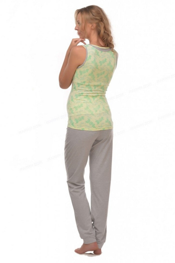 Хлопковая пижама для мам удлиненного кроя со штанами Sunshine 24138