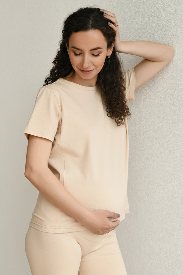 Хлопковая футболка для беременных 24300 beige