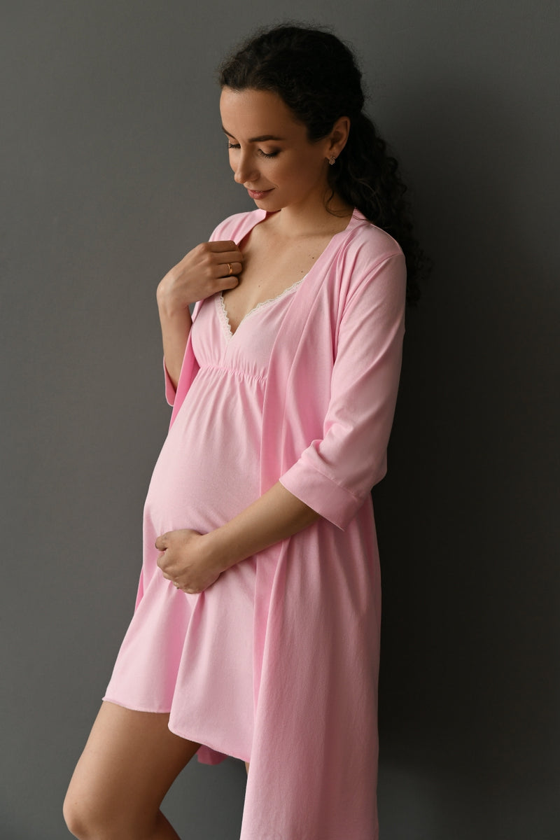 Хлопковый халат для беременных 25316 rose