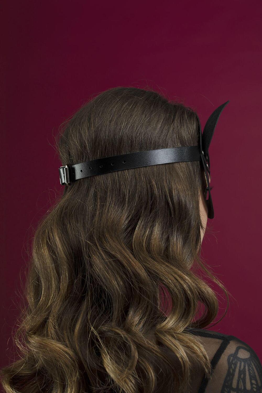 Кожаная маска кошки Catwoman mask black