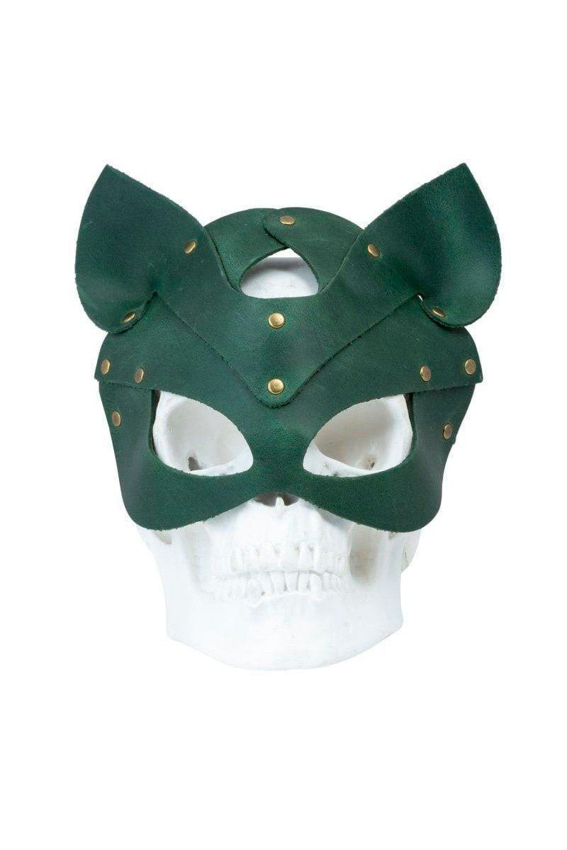 Кожаная маска с заклепками Lovecraft green