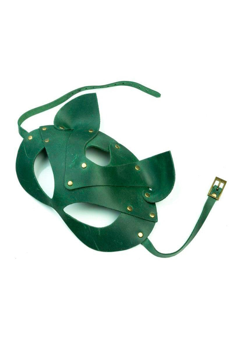 Кожаная маска с заклепками Lovecraft green