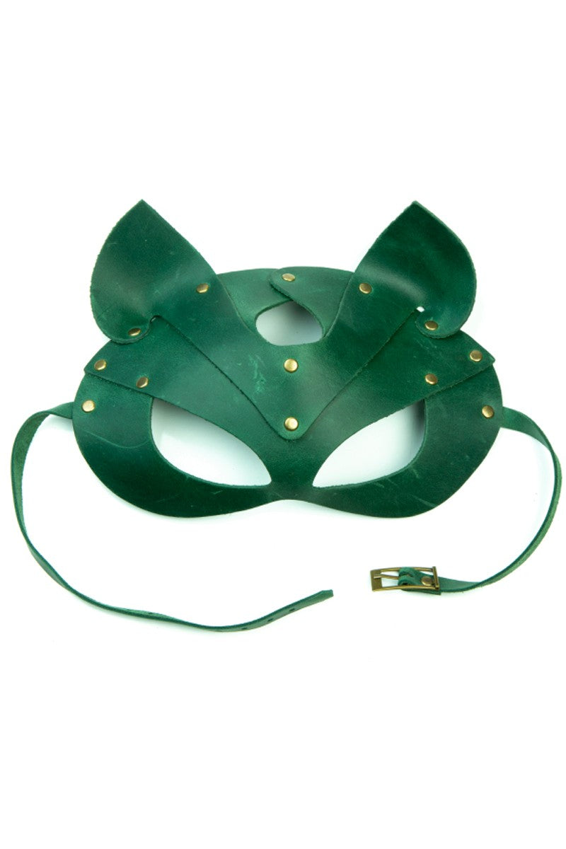 Кожаная маска с заклепками Lovecraft green