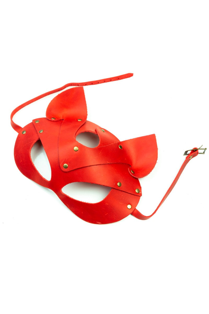 Кожаная маска с заклепками Lovecraft red