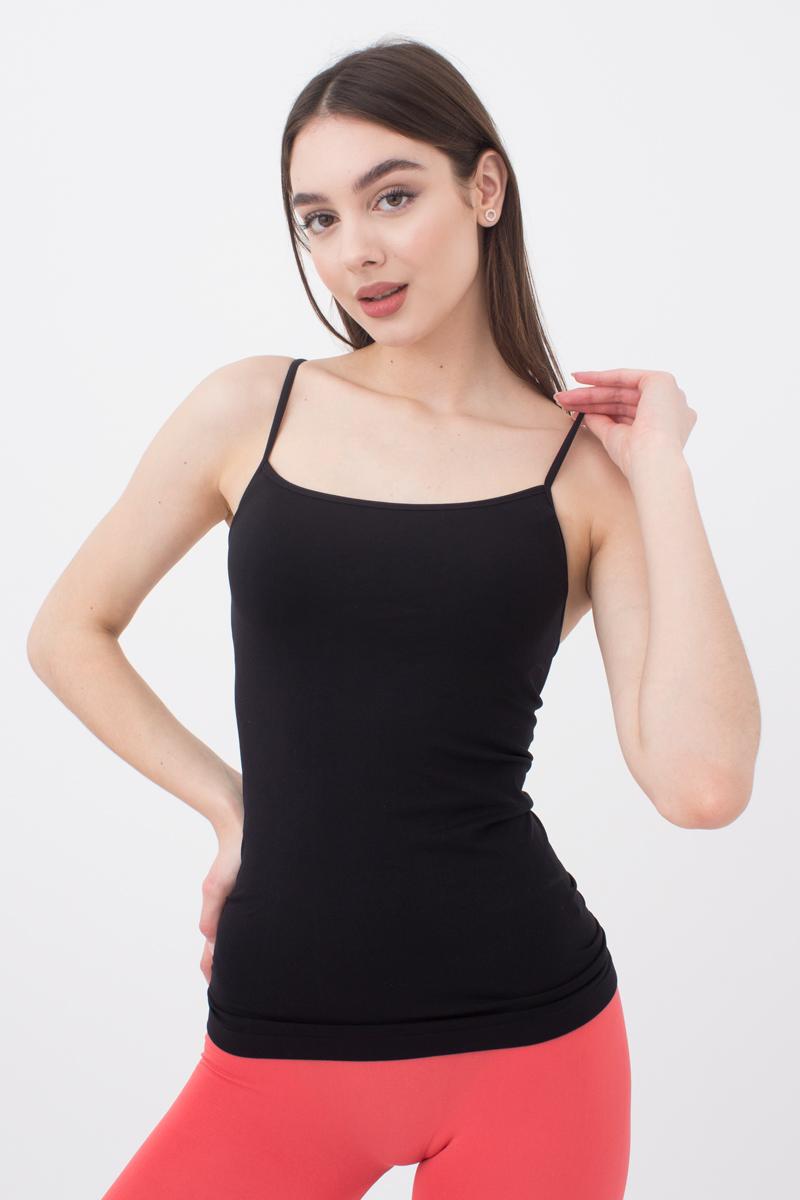 Бесшовная майка на тонких бретелях 1009615 Camisole black