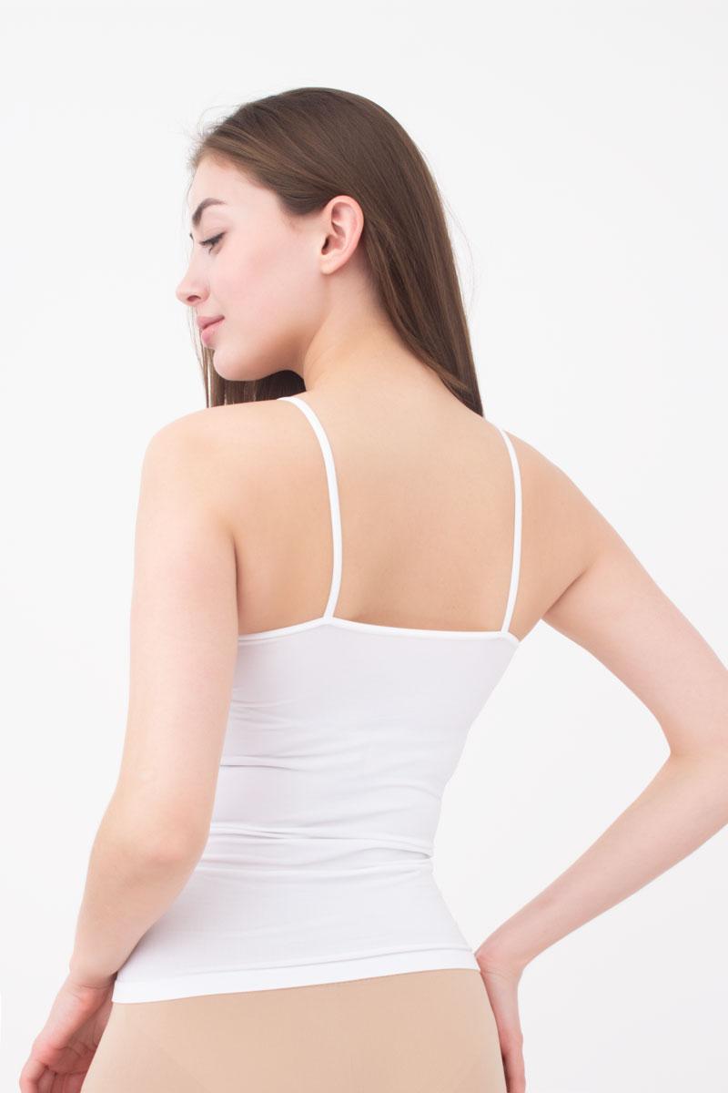 Бесшовная майка на тонких бретелях 1009615 Camisole white