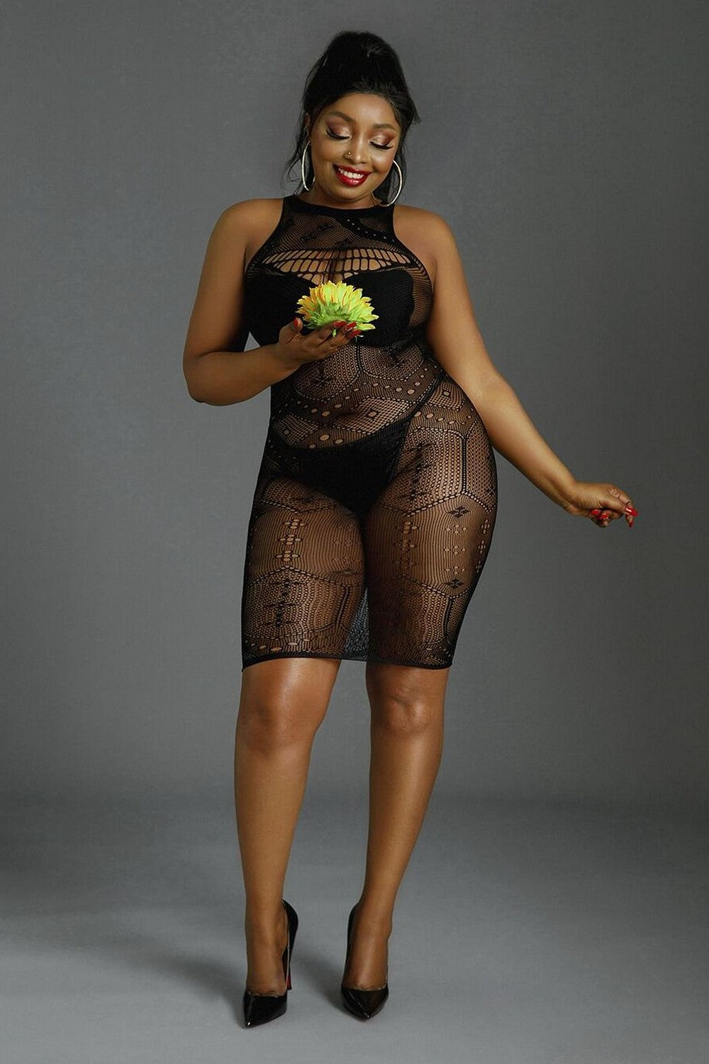Платье сетка Plus Model 06 black