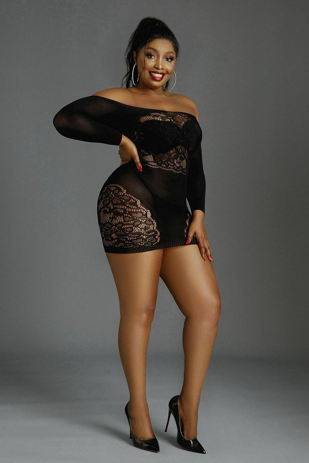 Платье сетка Plus Model 07 black