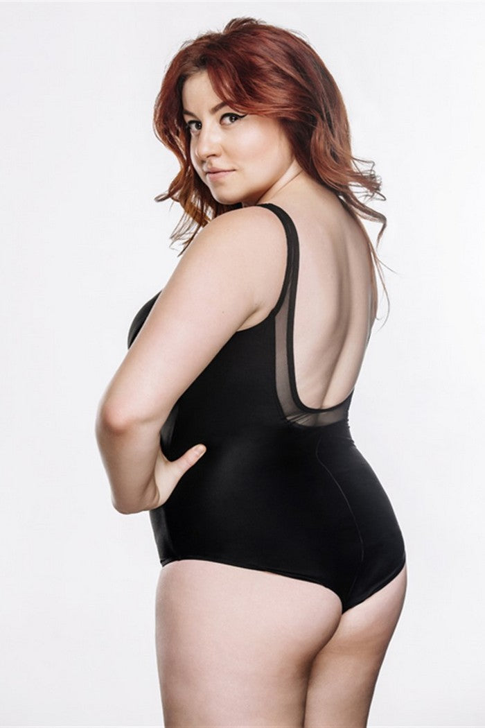 Суцільний купальник танк з сіткою 01.6015 black