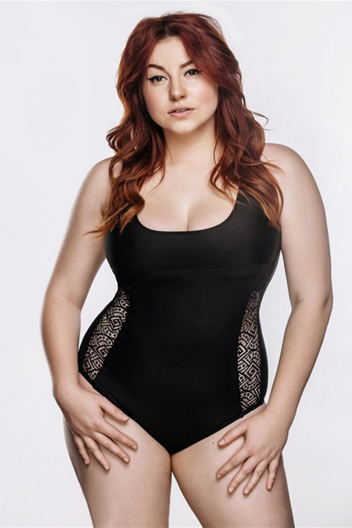 Суцільний купальник танк з візерунком 01.6016 black