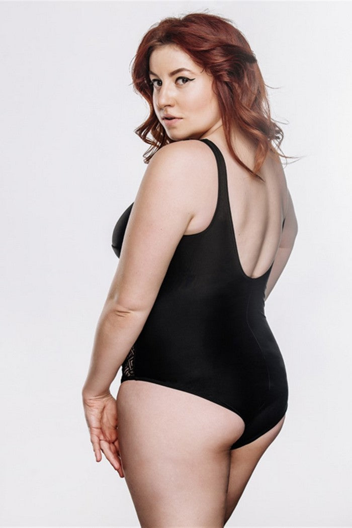 Суцільний купальник танк з візерунком 01.6016 black