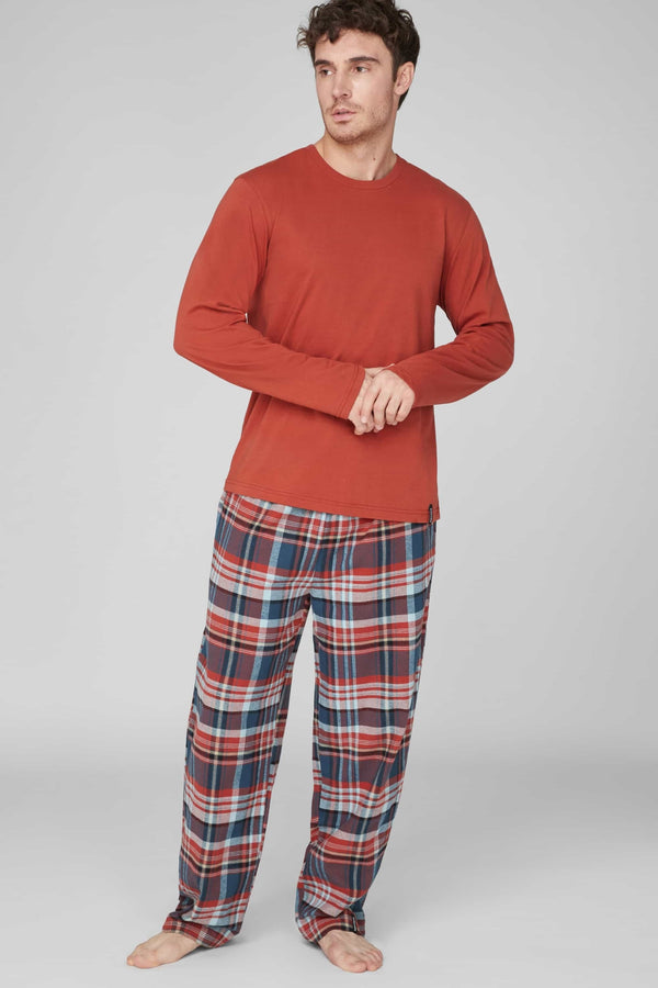 Мужская хлопковая пижама МH528-01 terracotta
