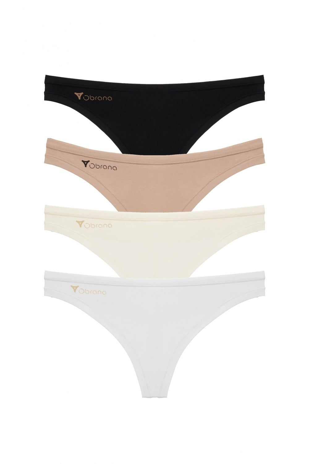 Хлопковые трусики стринг 200-12 (4 шт.) black/white/champagne/natural