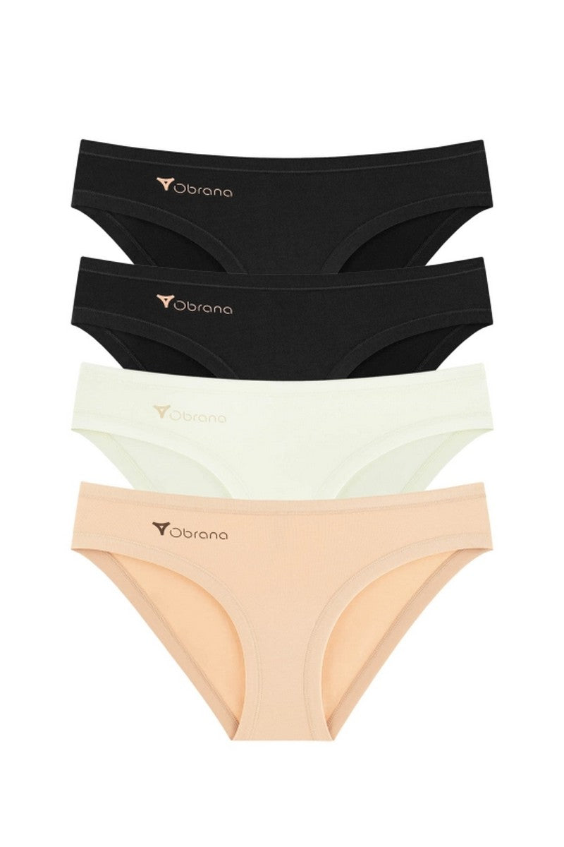 Хлопковые трусики слип 200-30 (4 шт.) black/black/champagne/beige