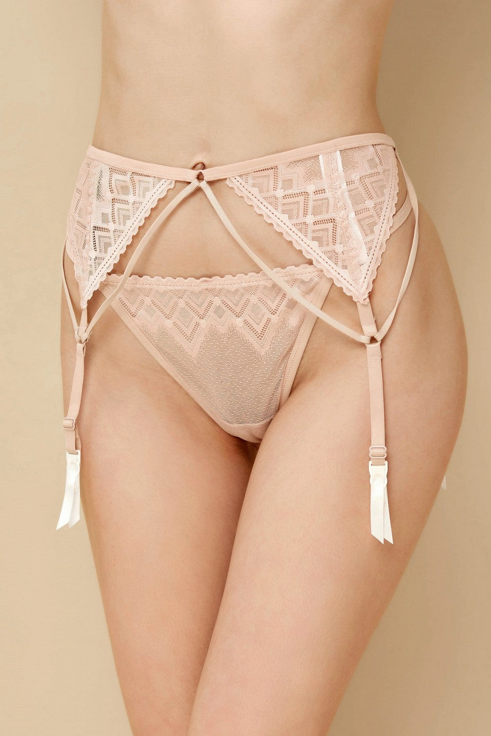 Кружевной пояс для чулок 801-50 beige