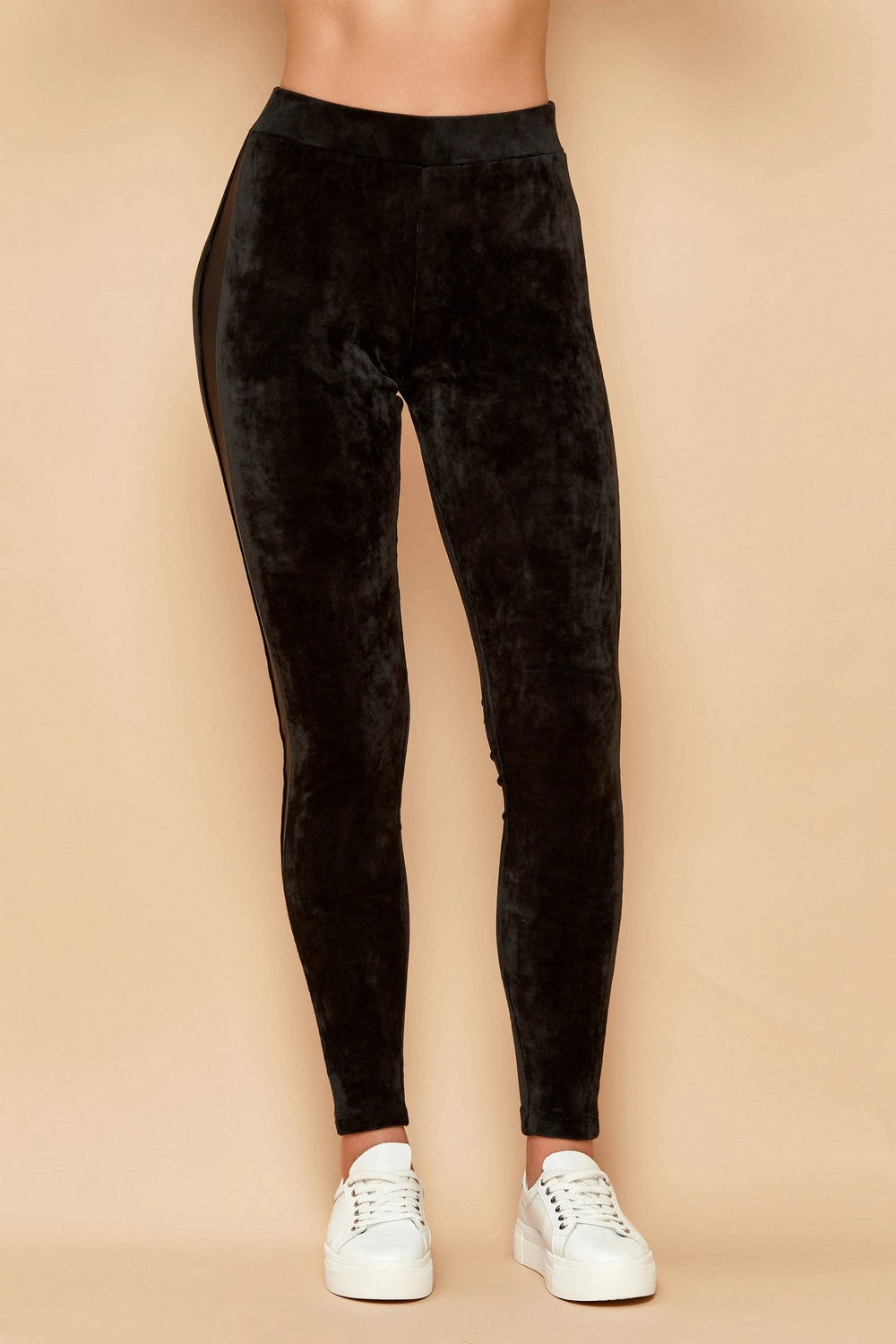 Зауженные брюки из велюра 803-6227 black