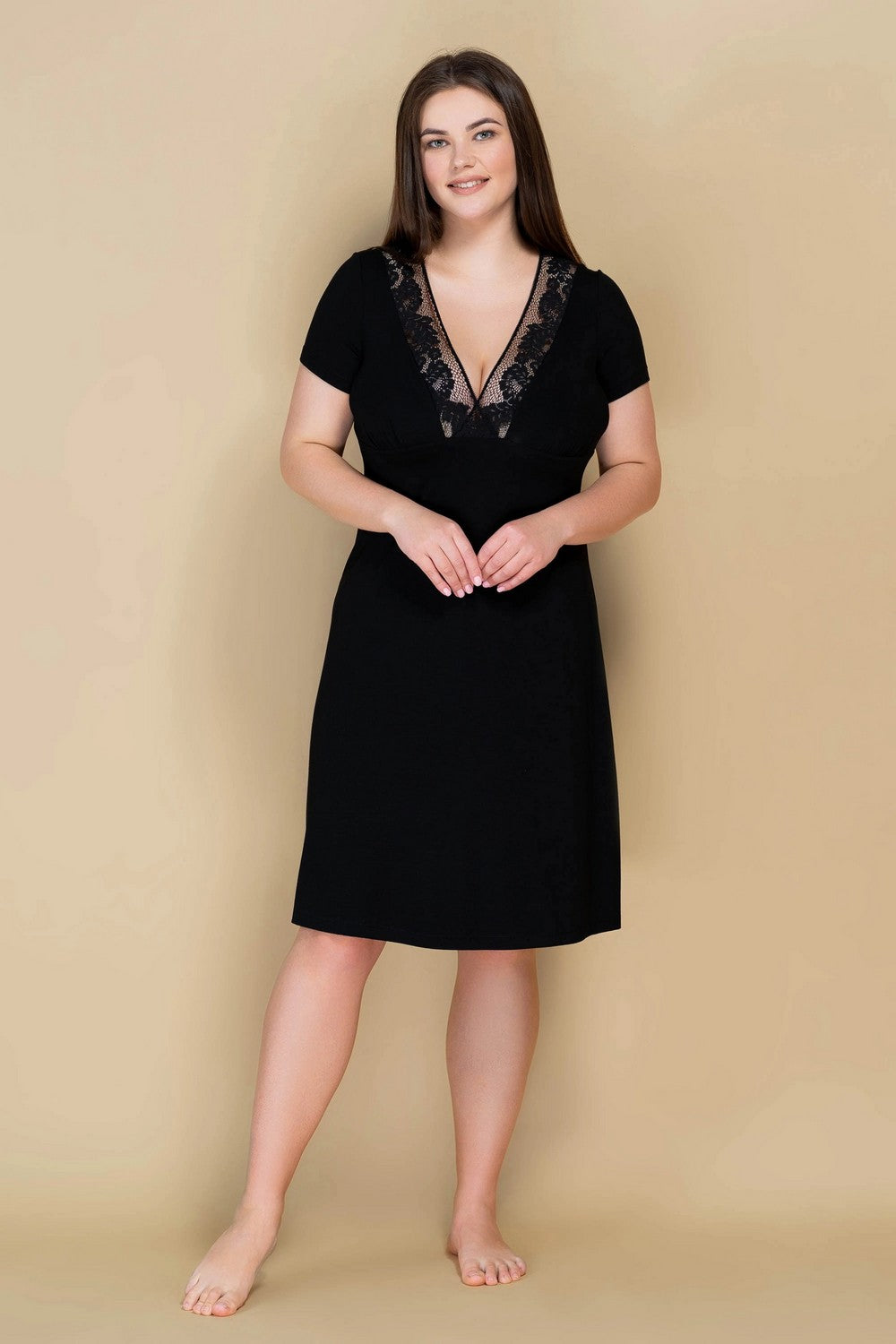 Сорочка из модала и кружева 808-6066 black