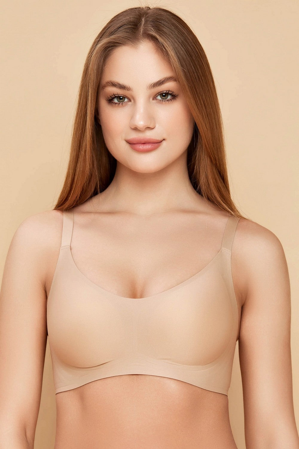 Бесшовный бра-топ из микрофибры 874-075 beige