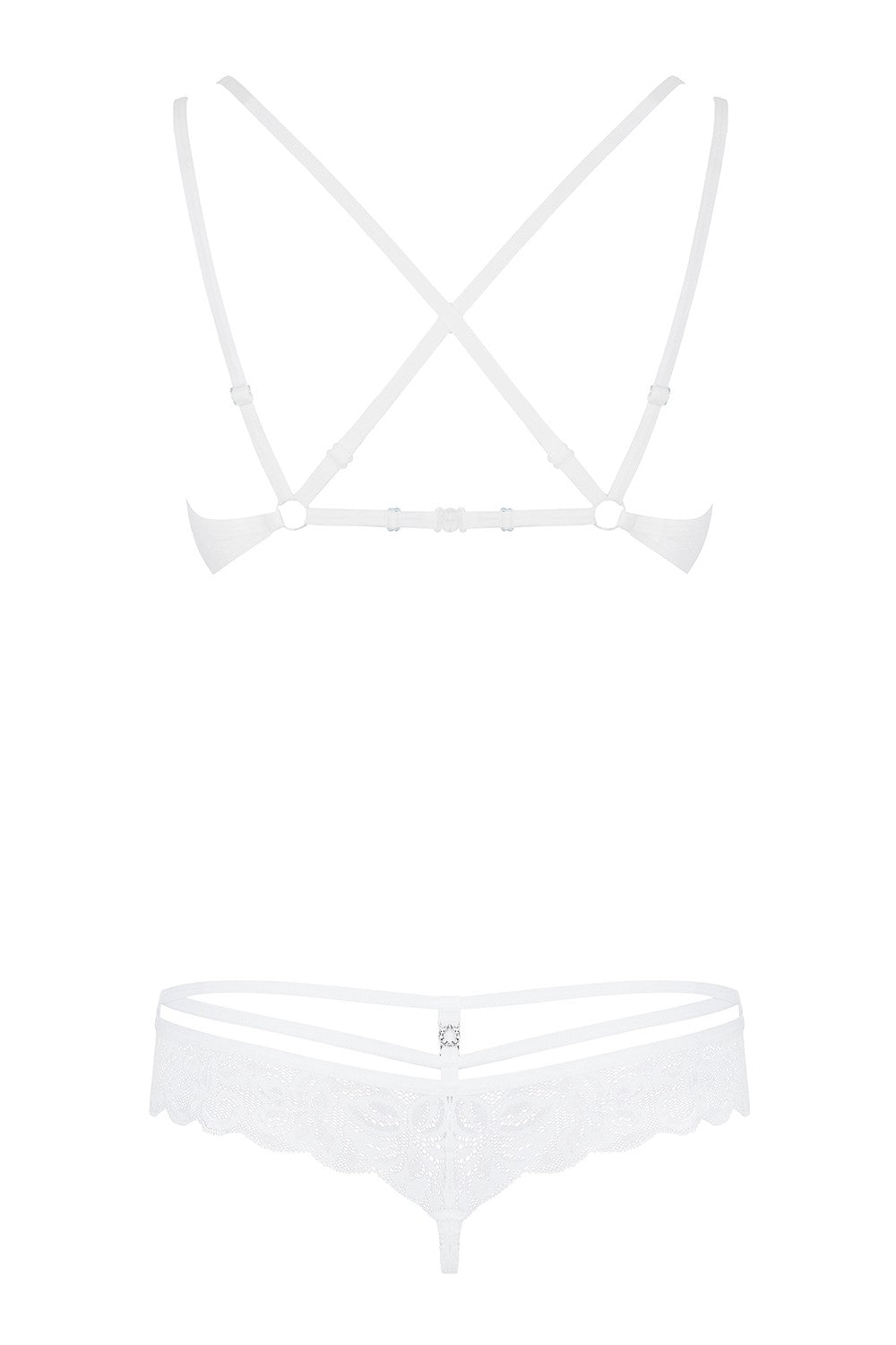 Кружевной комплект с декоративными бретелями 860-SET-2 white