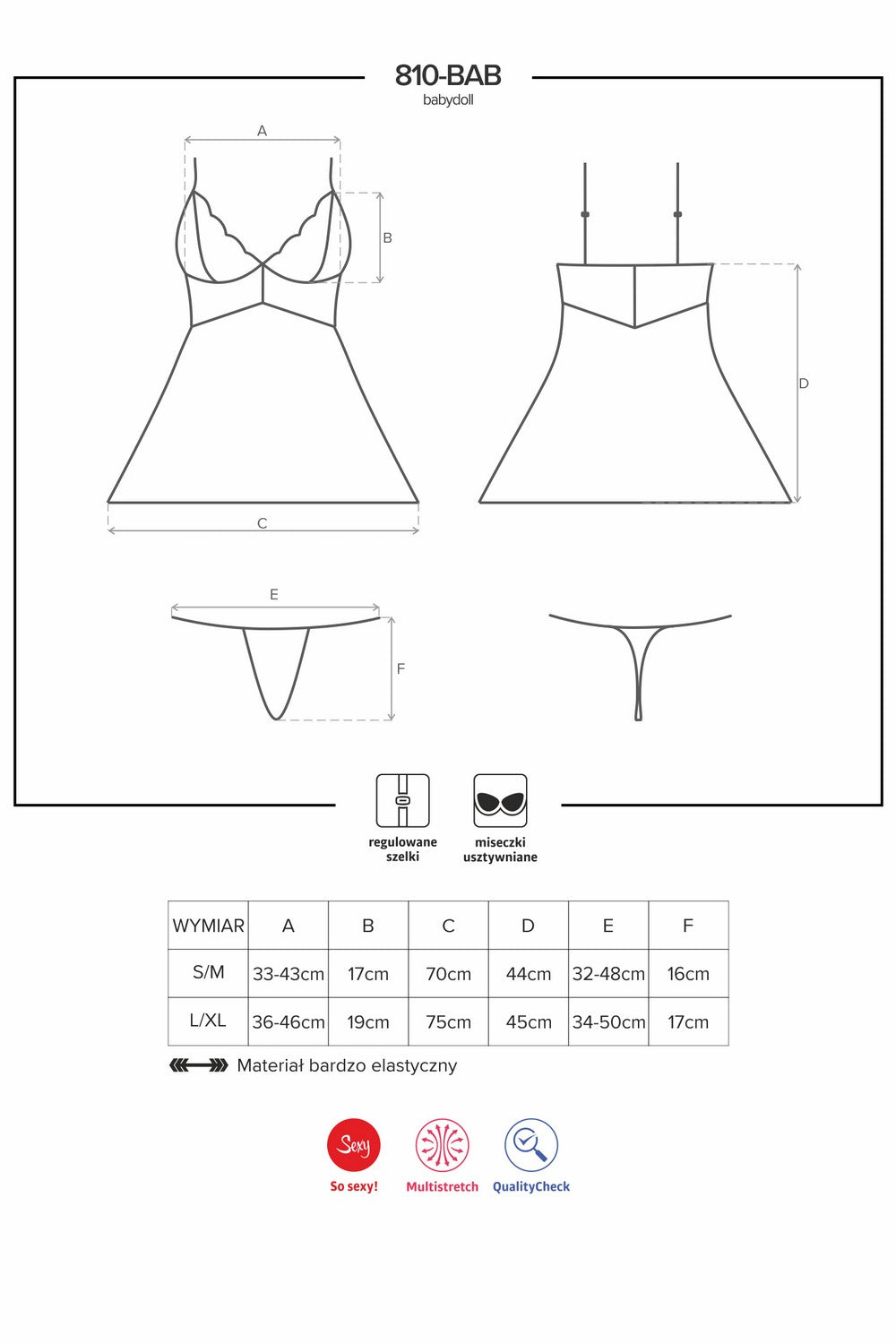 Сексуальный бебидолл с уплотненными чашками 810-BAB-1 black