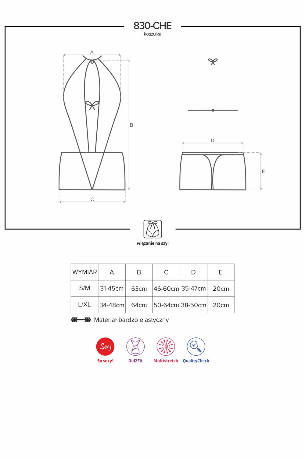 Эротическая сорочка с открытой спиной 830-CHE-1