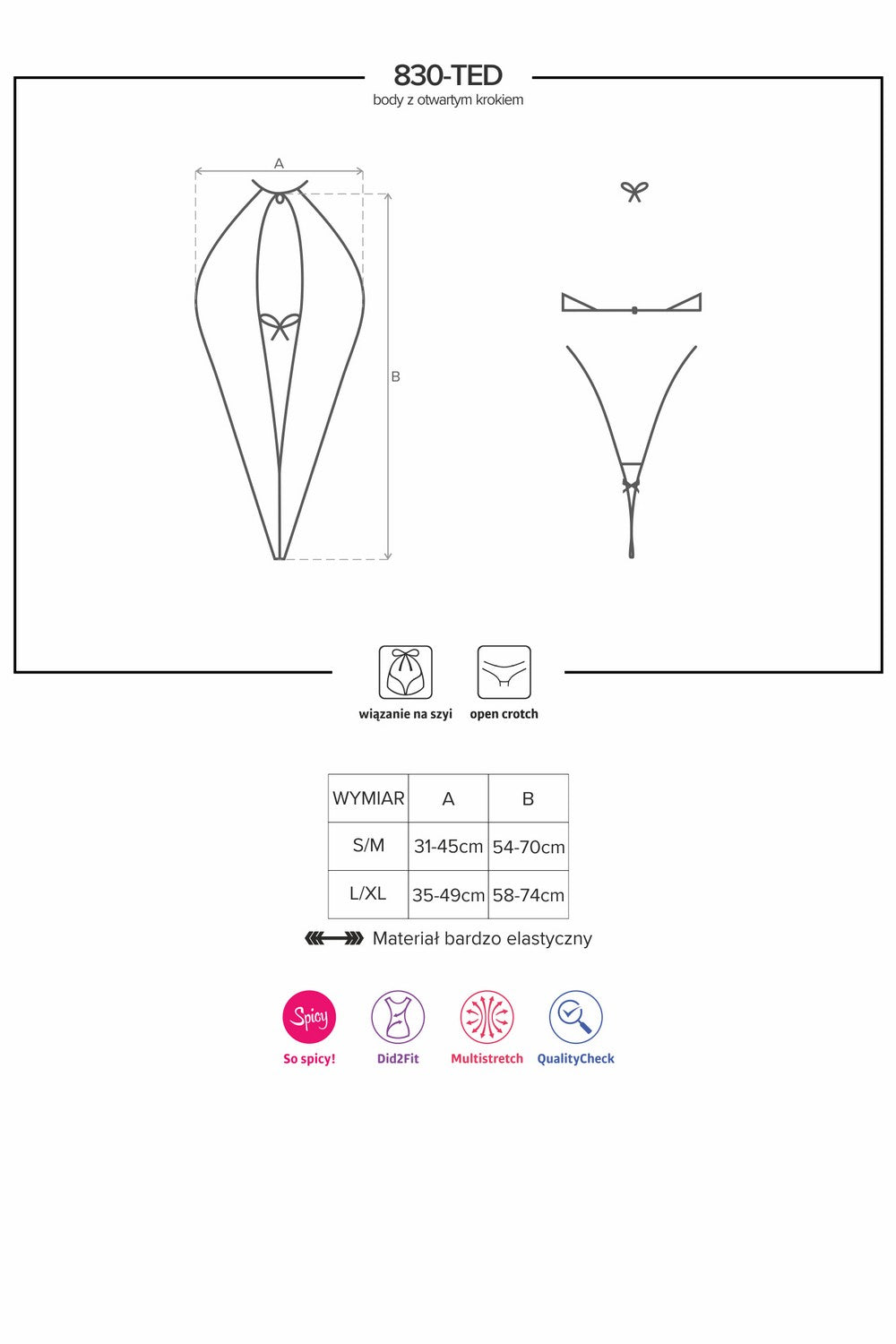 Эротическое боди-стринг с вырезами 830-TED-1