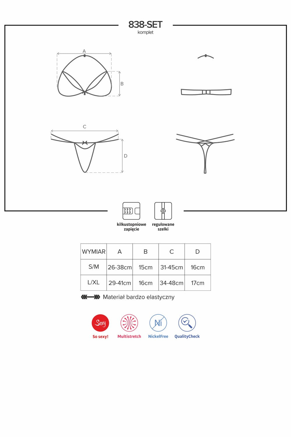 Сексуальный кружевной комплект с вырезами 838-SET-3