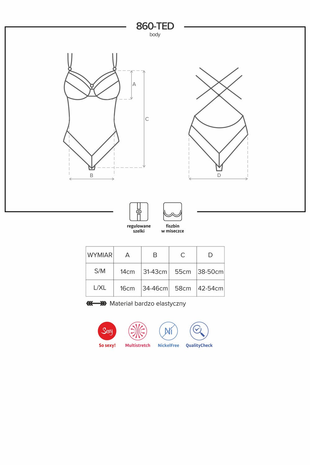 Кружевное боди с косточками 860-TED black