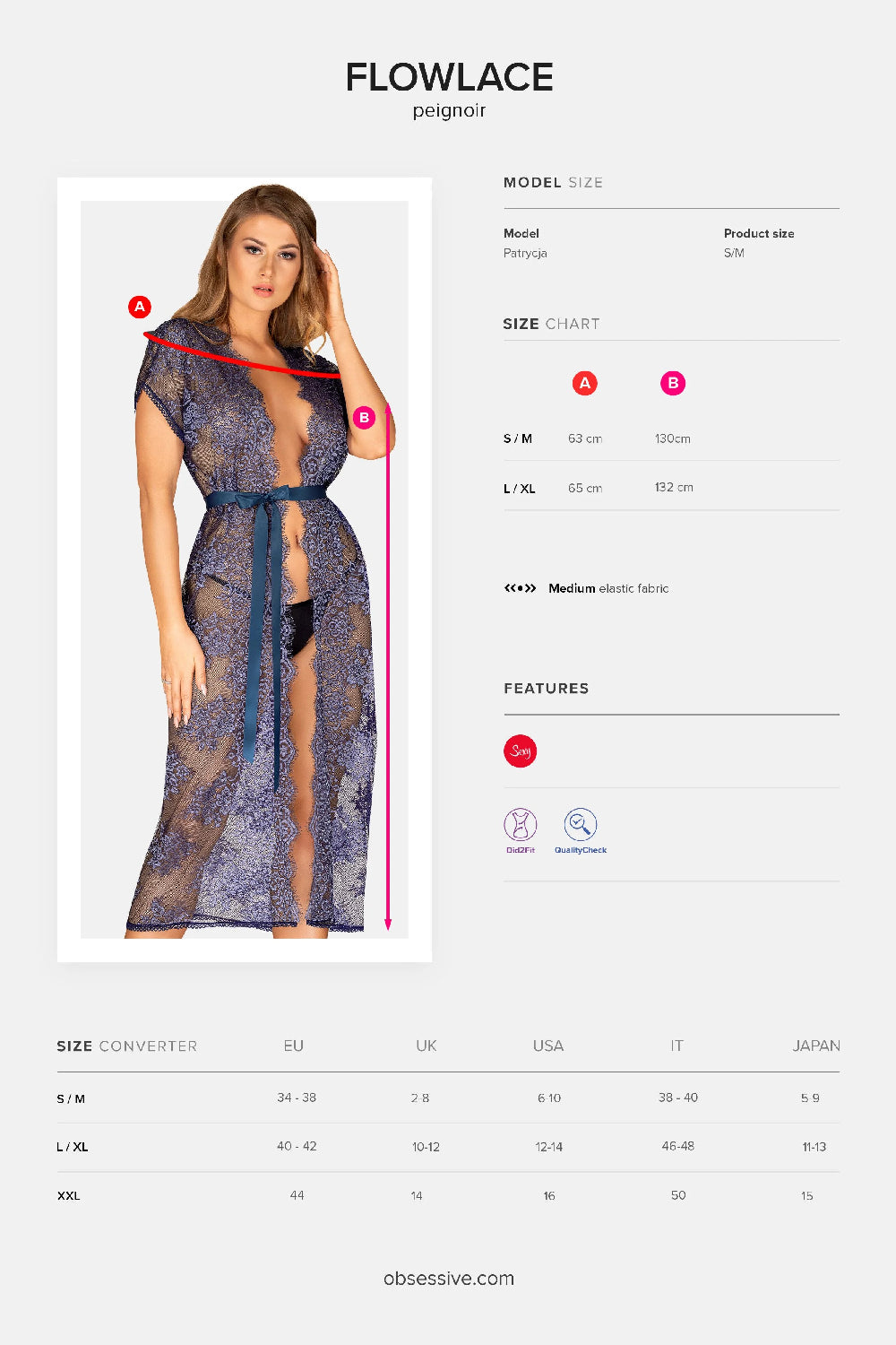 Кружевной пеньюар с атласным поясом Flowlace