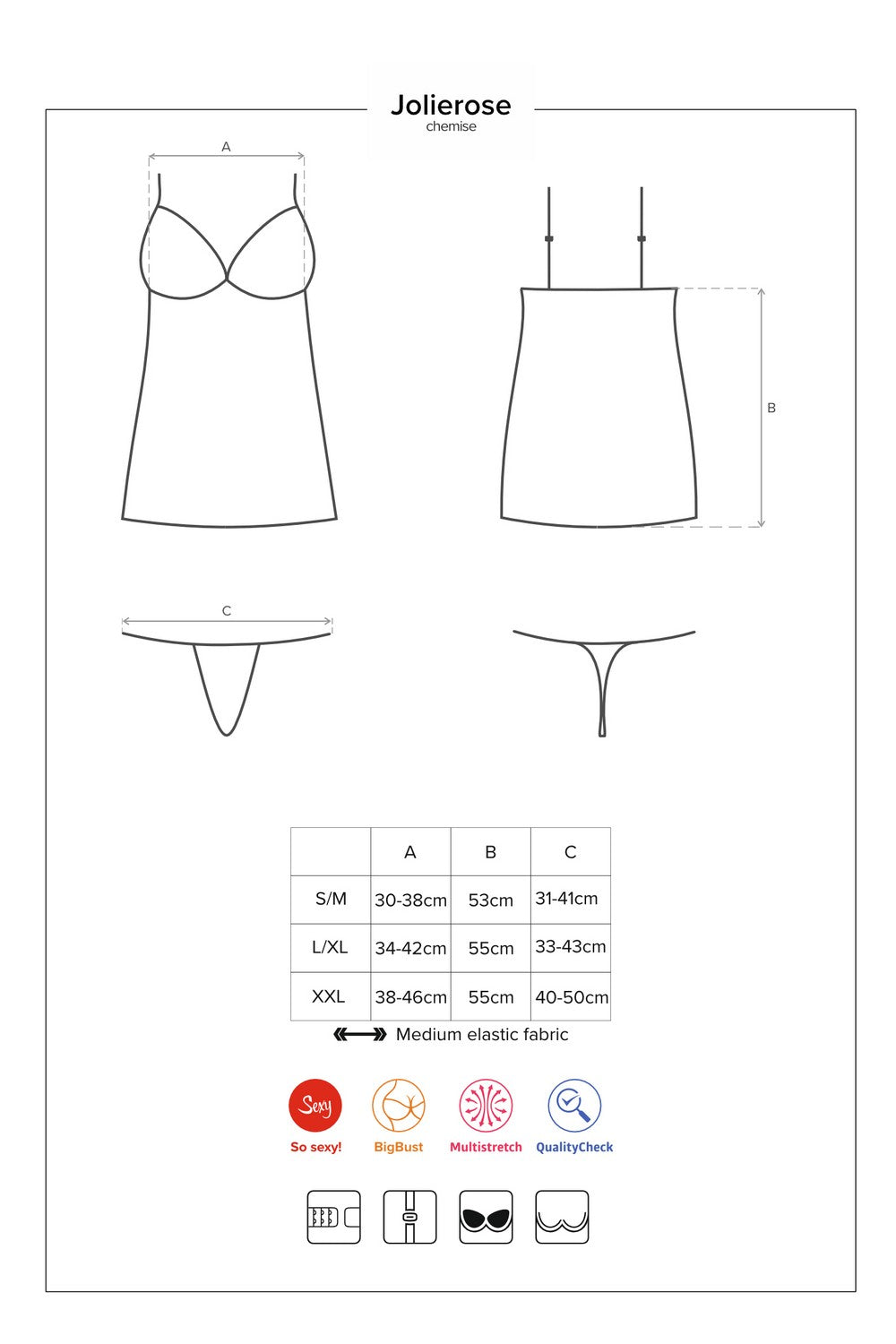 Облегающая сорочка с косточками Jolierose