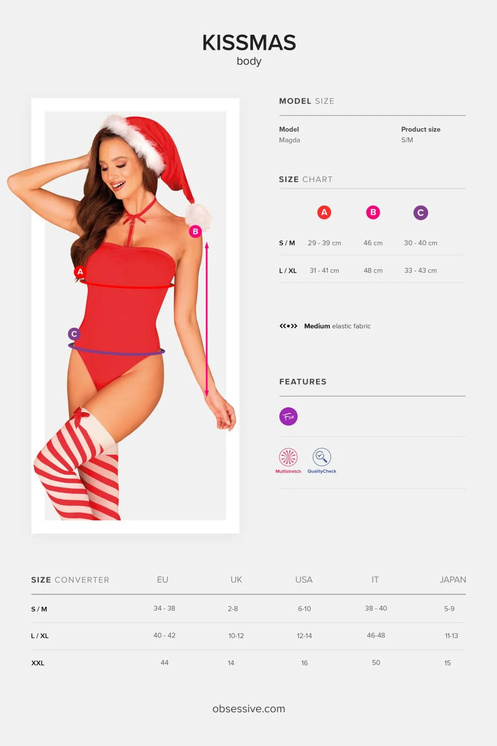 Новогоднее боди с чулками Kissmas