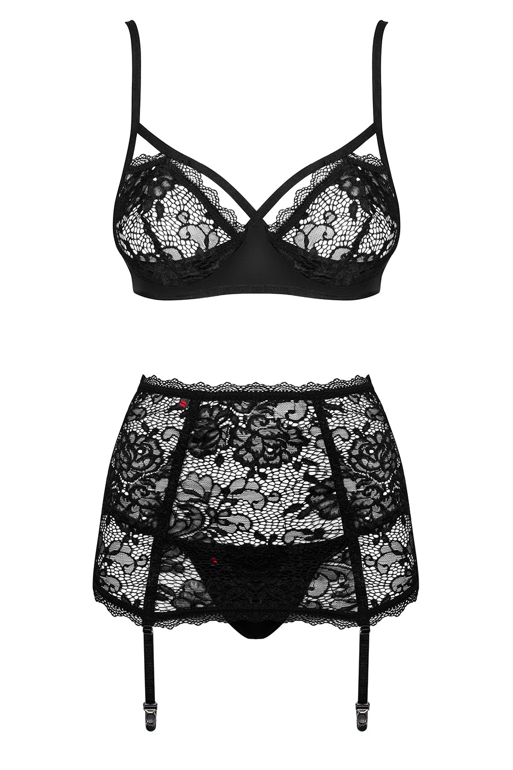 Кружевной комплект с поясом Peonesia