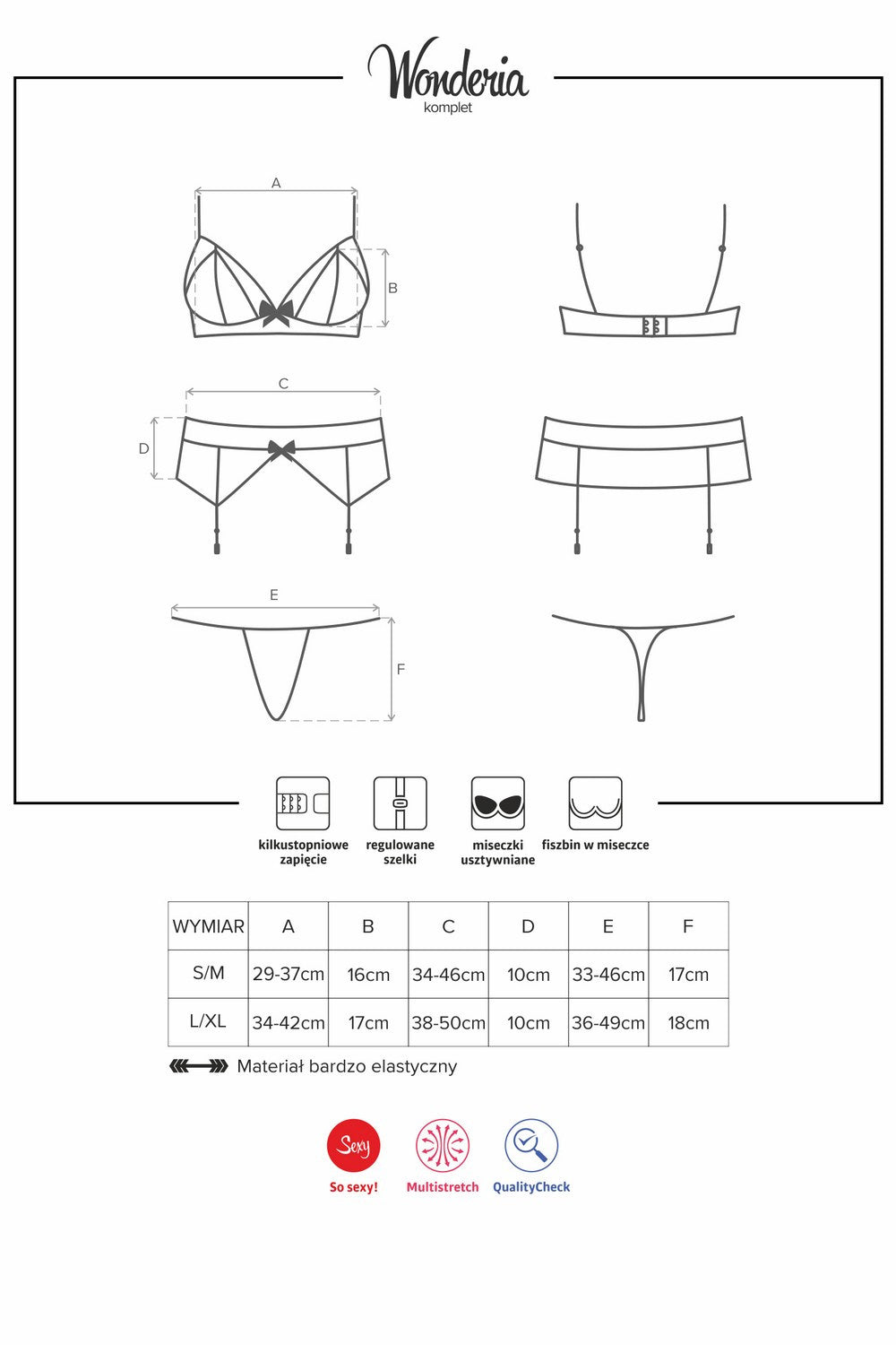 Кружевной эротический комплект с поясом Wonderia