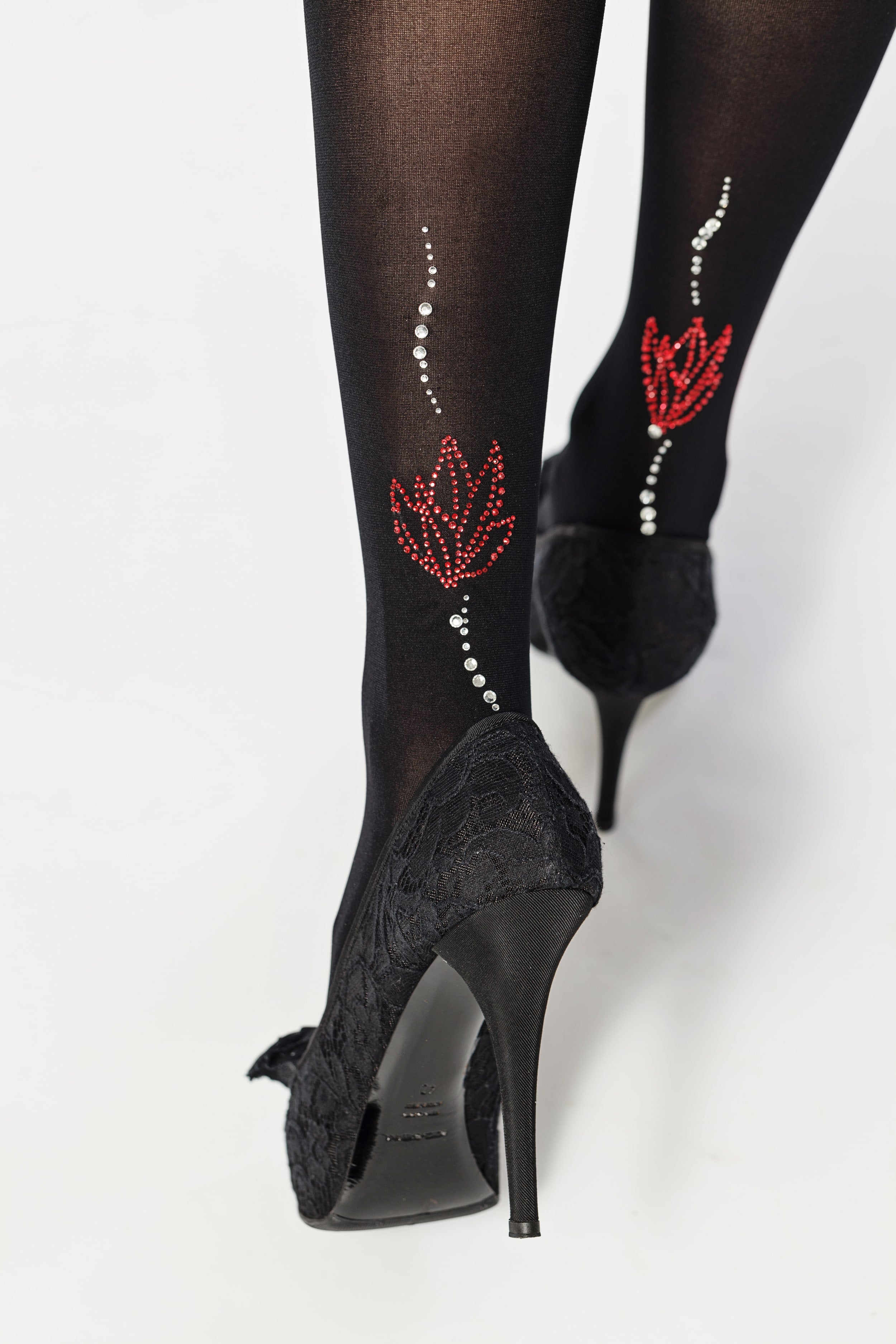 Колготки с узором из страз на голени P1072 Magnolia 40d