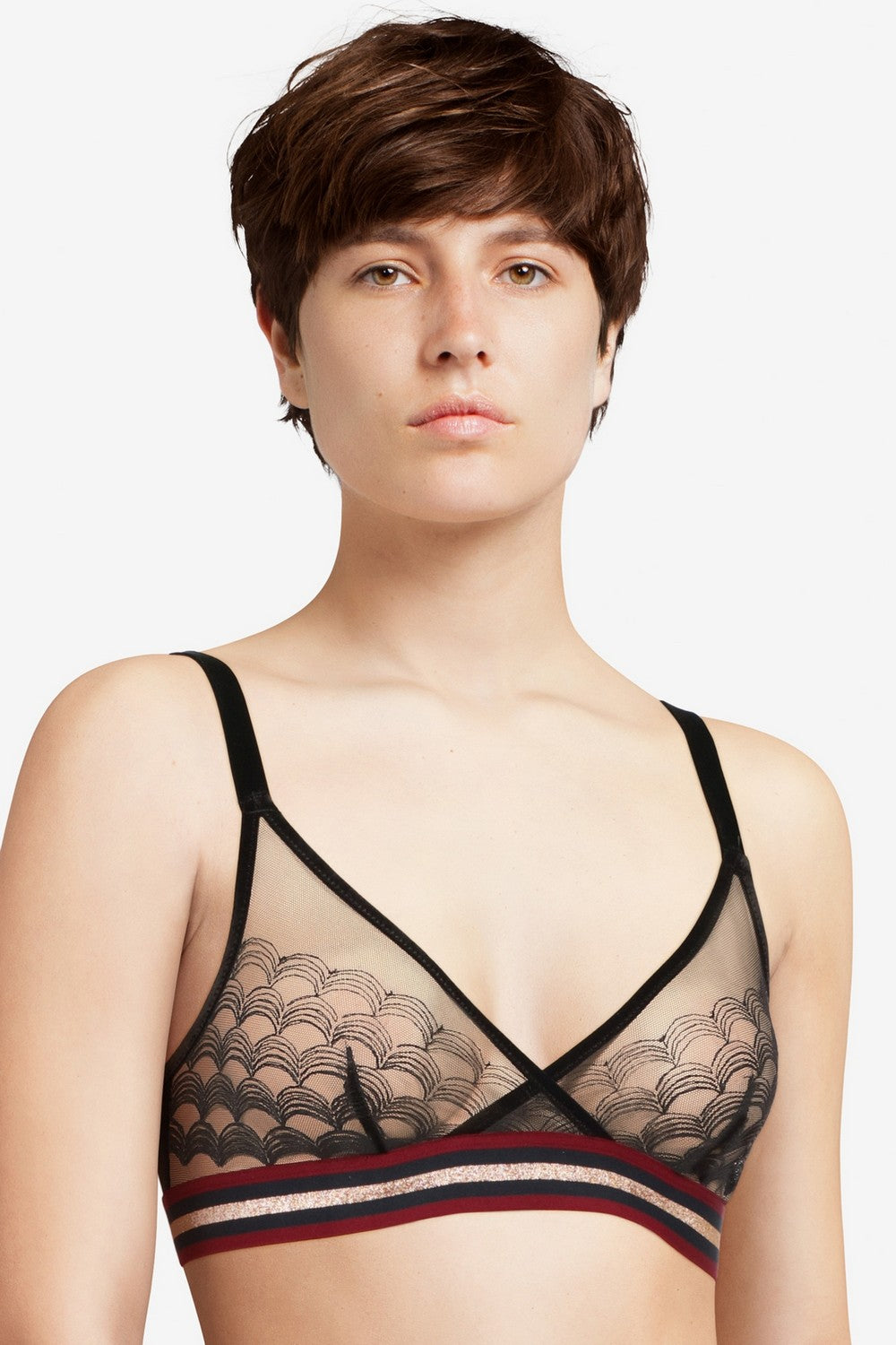 Кружевной бралет с вышивкой 41G5 Street black