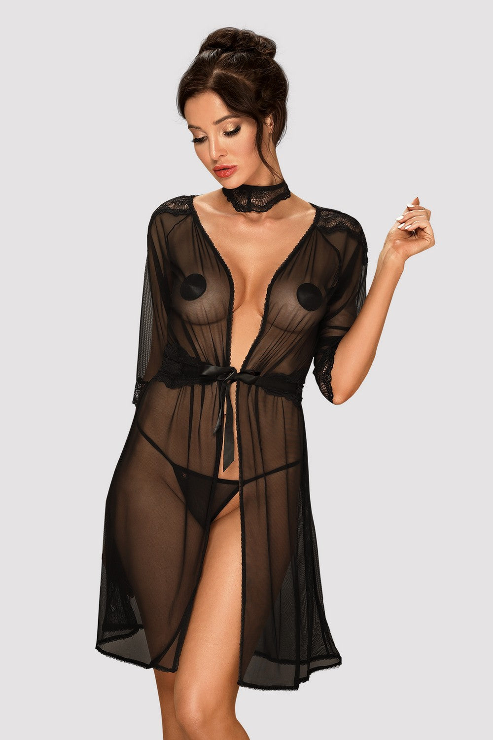 Прозрачный пеньюар из микросетки Lucita