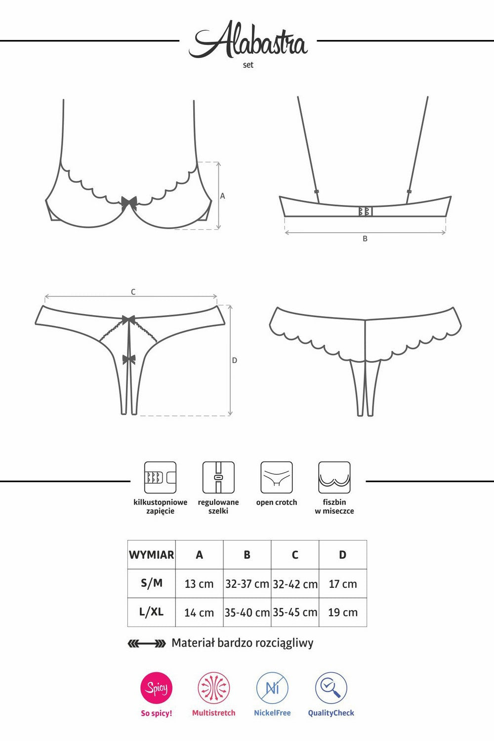 Ажурный эротический комплект с вырезами Alabastra